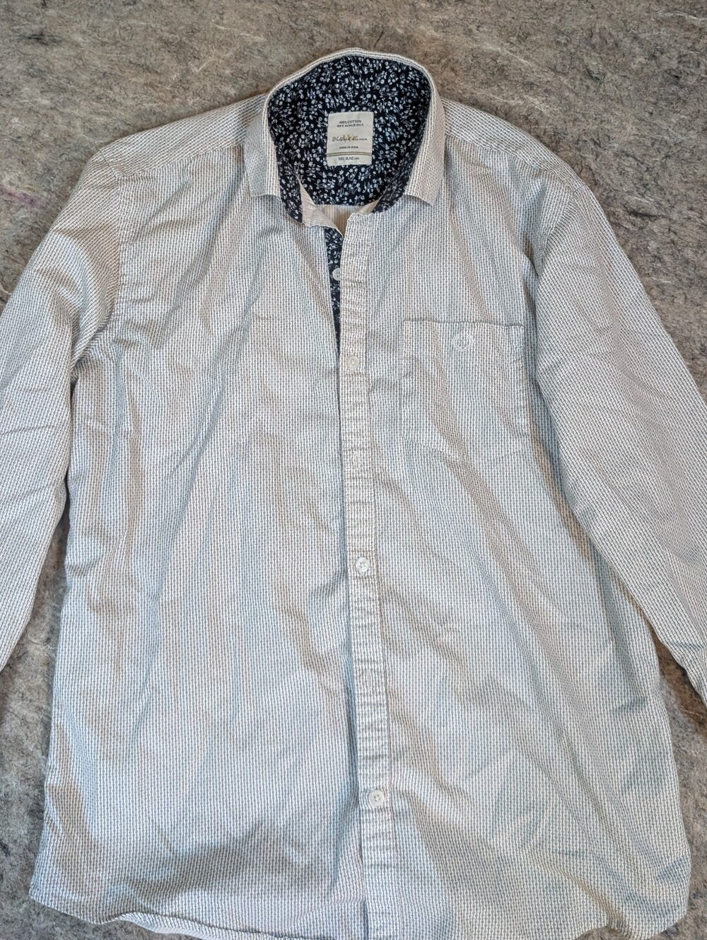 Men's Walford Kenza Cotton Long-Sleeve Patterned Button-Up Shirt XL